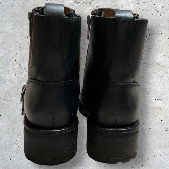 Lucky Brand Moto Boot Ondalucia Zipper Buckle Leather Combat Platform Chunky - Picture 9 of 11